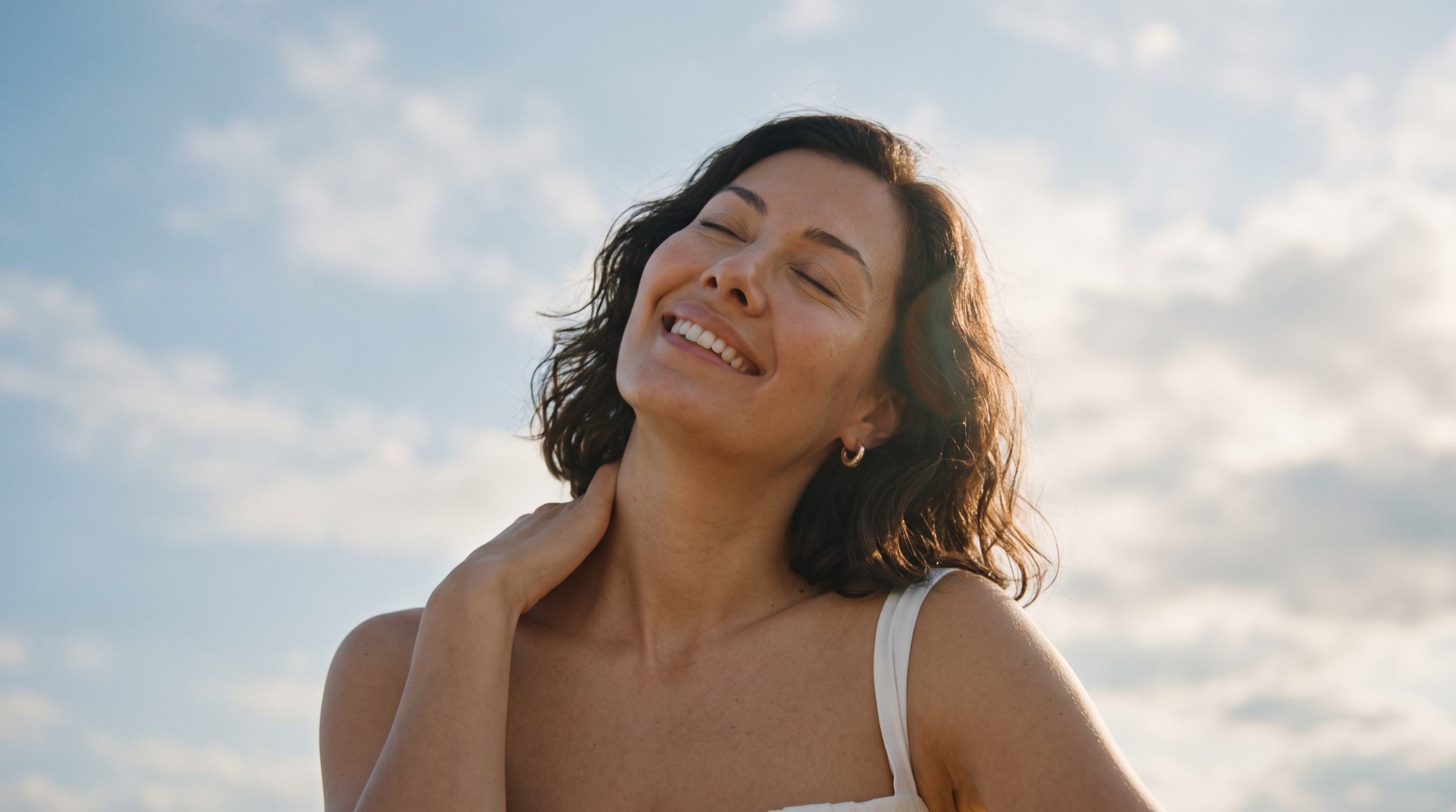 A woman enjoying a peaceful moment outdoors