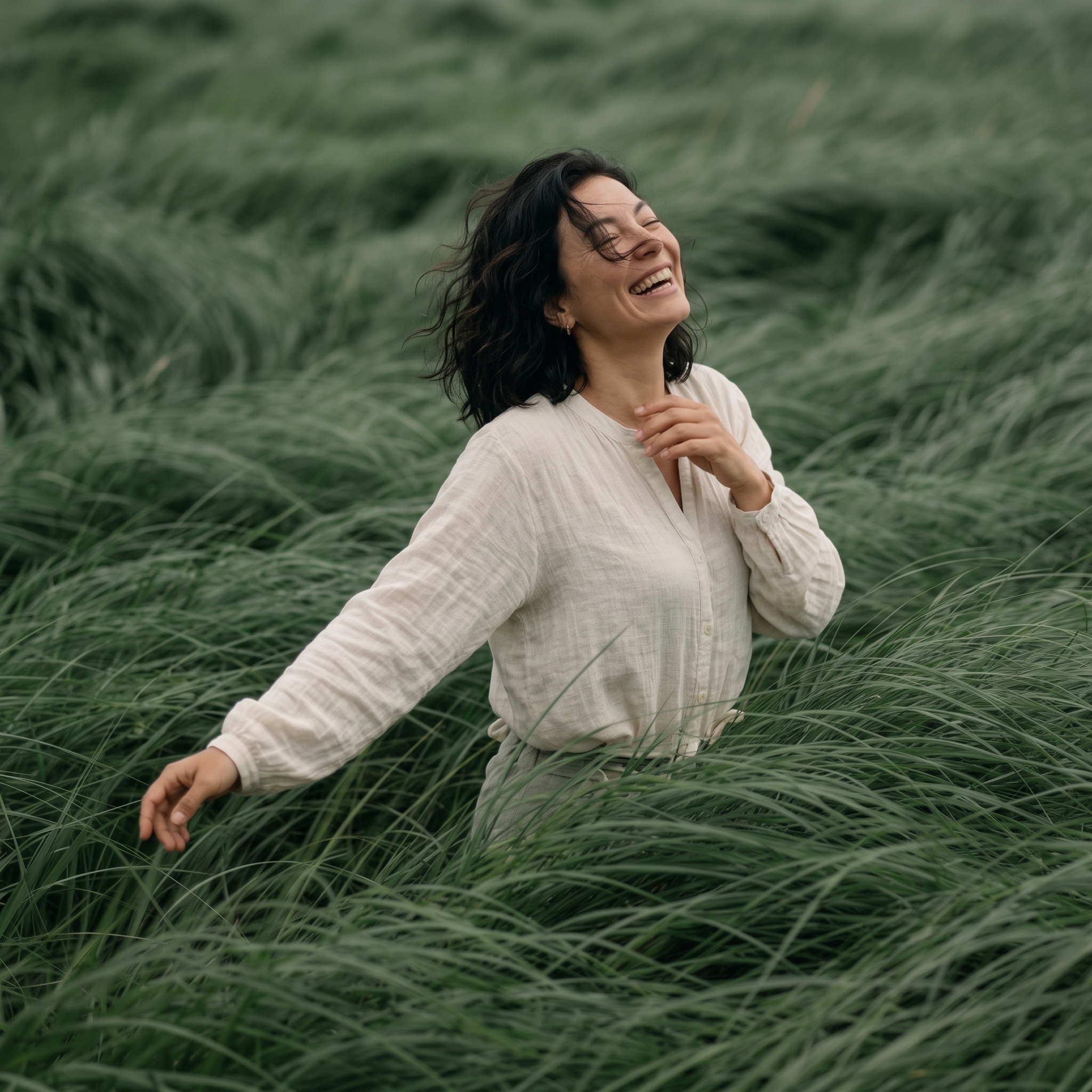 A woman walking in nature